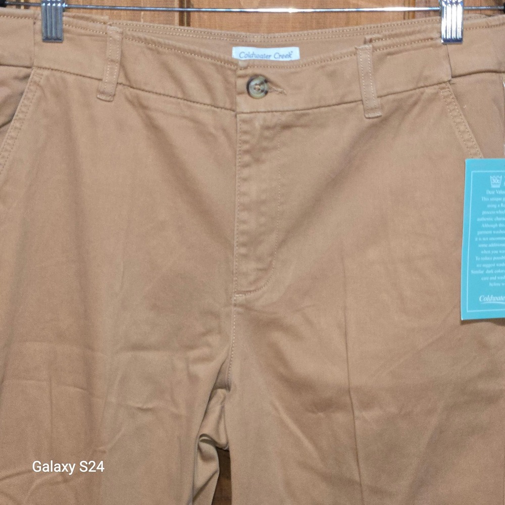 Coldwater Creek Womens Khaki Chino Pants Straight Leg Tan Size 12P NWT
